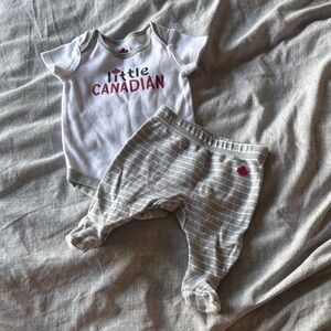 Little Canadian White & Gray Baby Matching Set